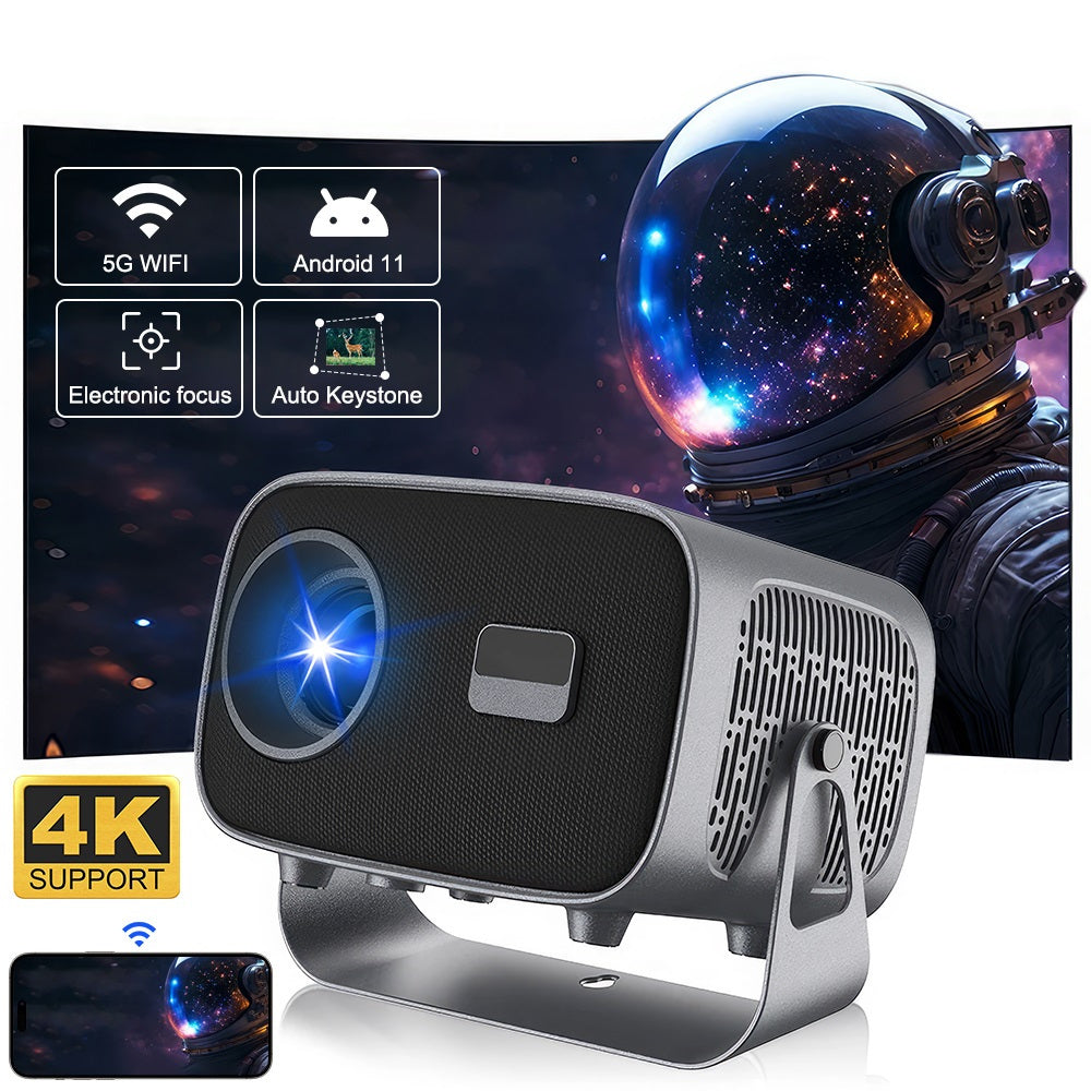 Portable 4K Smart Projector with WiFi 6 & Auto Keystone