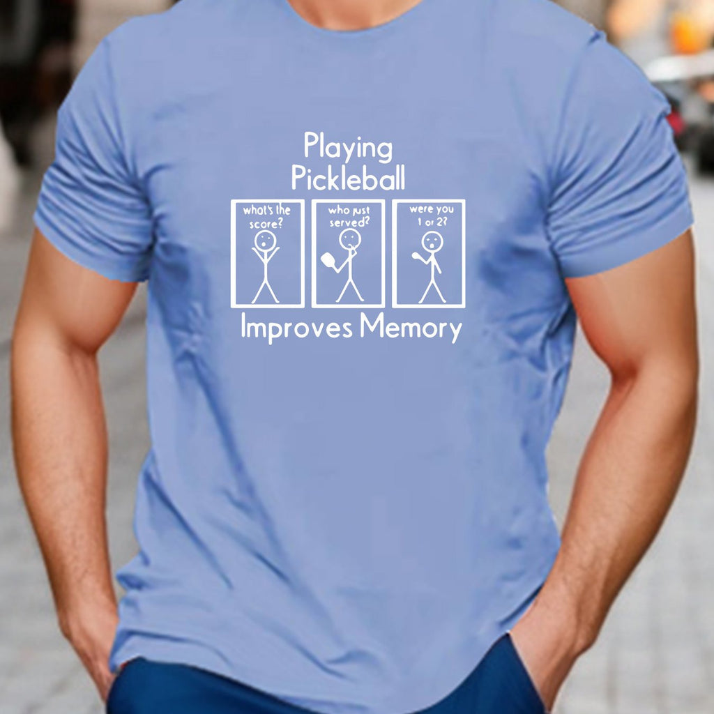 Play Pickleball Print Tee Shirt, Tees For Men, Casual Short Sleeve T-shirt For Summer