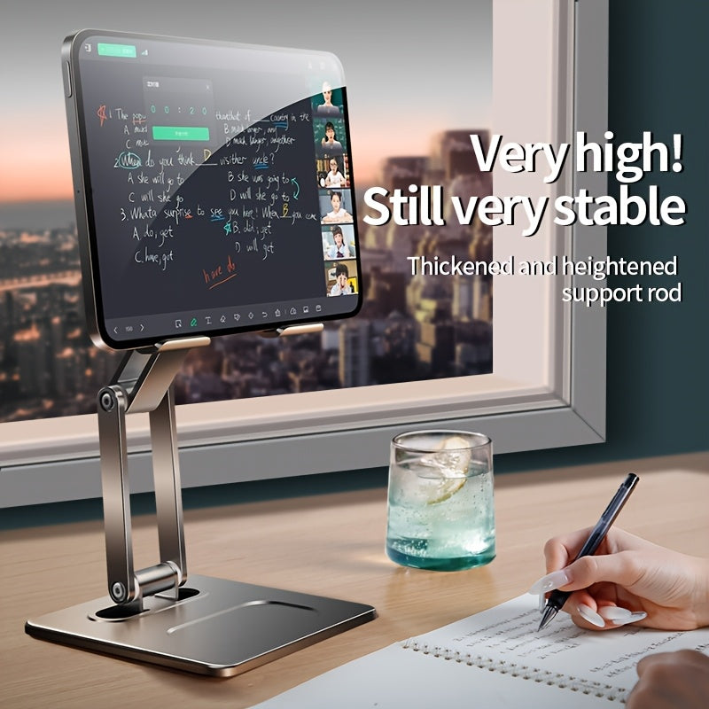 XUNDD 360-degree Rotating Metal Tablet Stand • Foldable Desktop Stand • Double-Layer Raised Comfortable Neck • Suitable for Smartphones and Tablets • Ideal Office Accessory