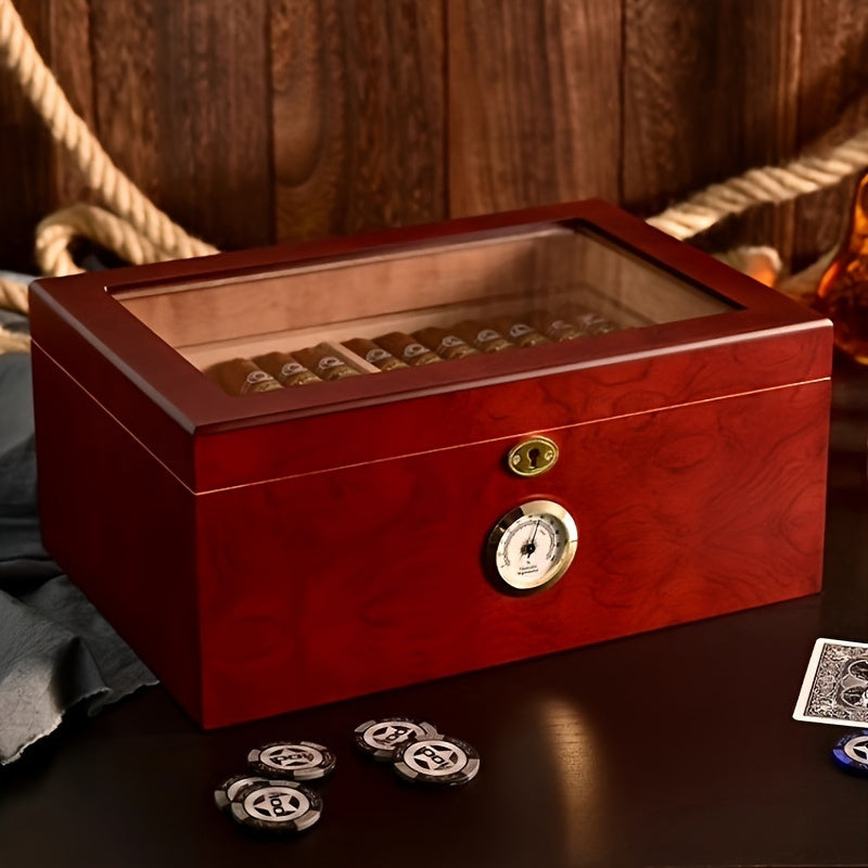 Cigar Humidor Cabinet with Lock, Holds 75–100 Cigars