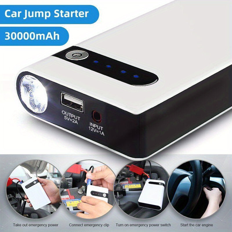 30,000mAh Car Jump Starter & Power Bank with LED Light