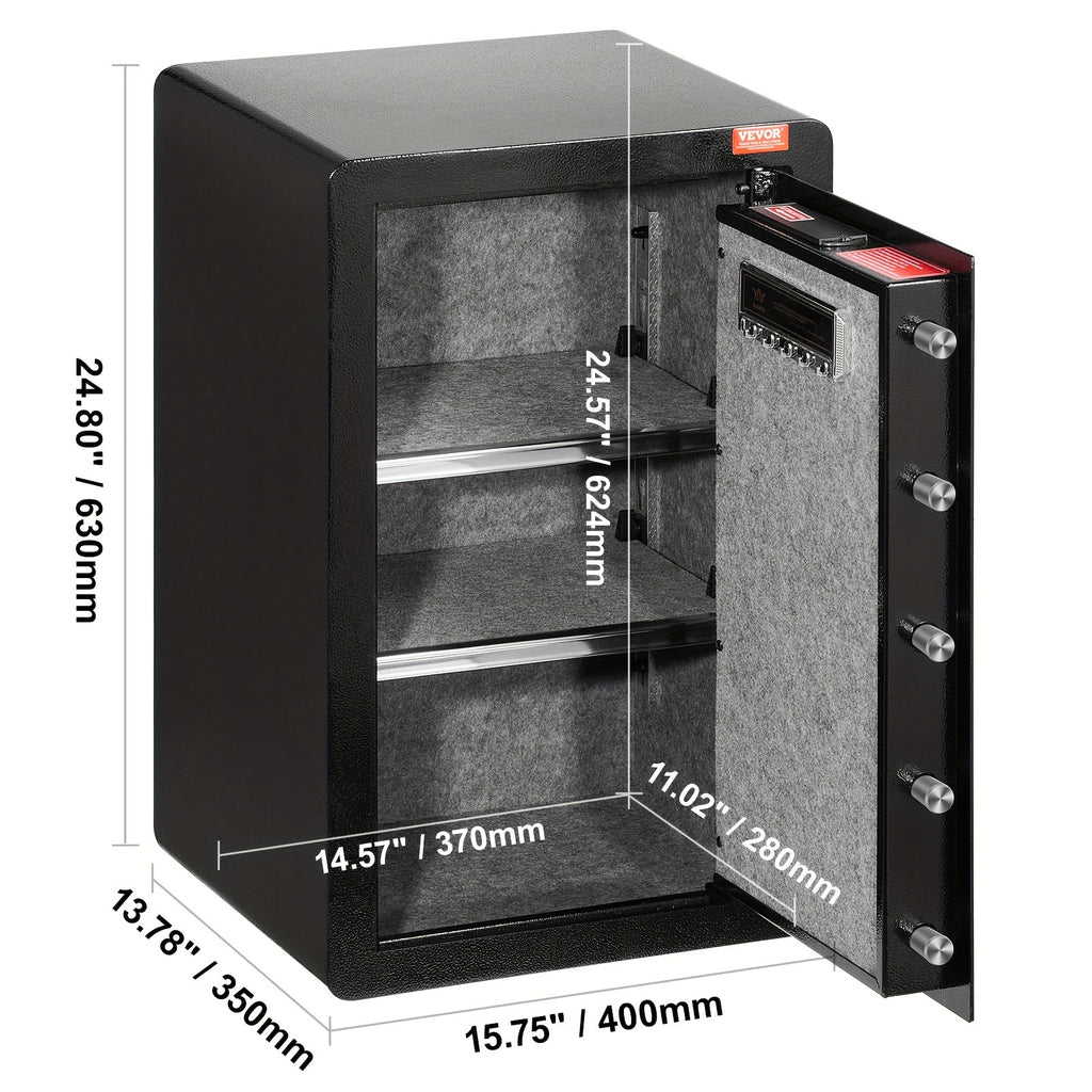 VEVOR Single Door 3.5 Cu.ft Safe Box With Key Lock & Password LED Light Black