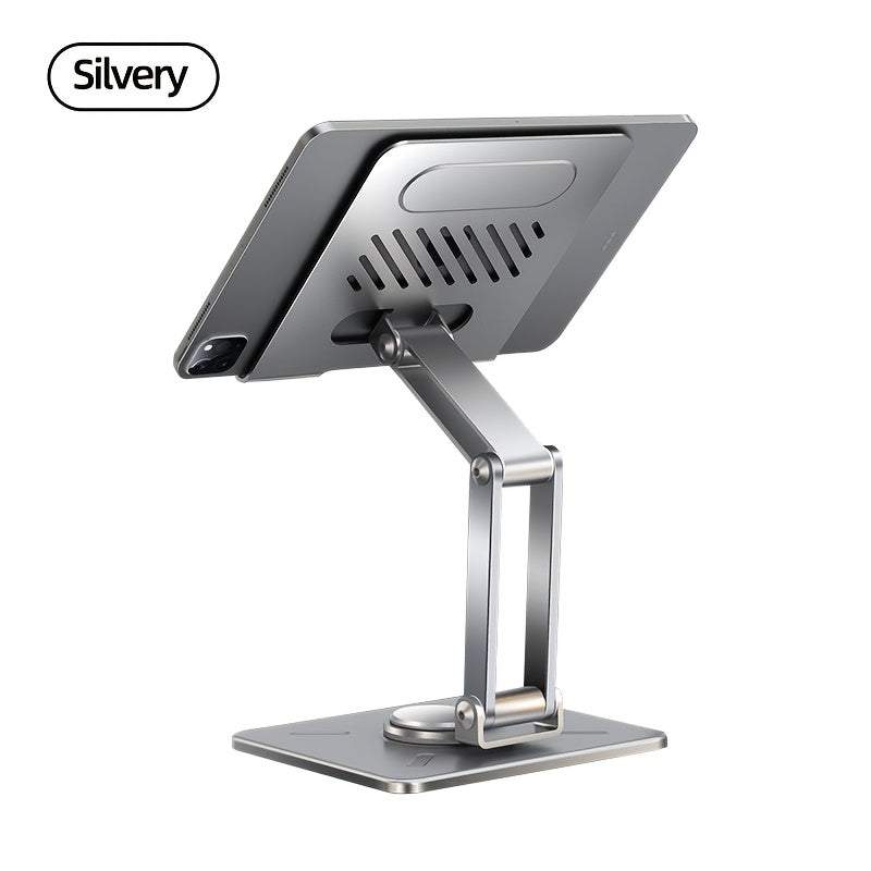 XUNDD 360-degree Rotating Metal Tablet Stand • Foldable Desktop Stand • Double-Layer Raised Comfortable Neck • Suitable for Smartphones and Tablets • Ideal Office Accessory