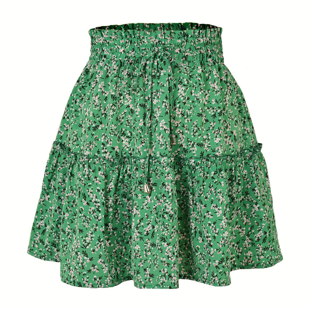 2023 Hot Sexy Ins Women's High Waist Fashion Printed Skirt Bohemian Style Small Floral A-line Female Mini Skirts Womens