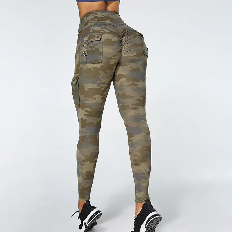 Camouflage Yoga Pants Women Fitness Leggings Workout Sports With Pocket Sexy Push Up Gym Wear plus size XL