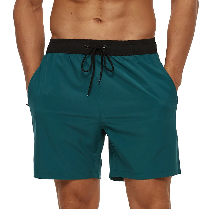 Escatch Brand 2024 Men's Stretch Swim Trunks Quick Dry Beach Shorts With Zipper Pockets and Mesh Lining