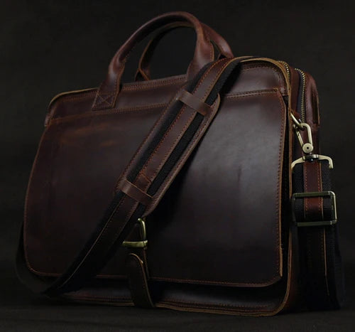 Genuine Leather Business Briefcase & Laptop Bag