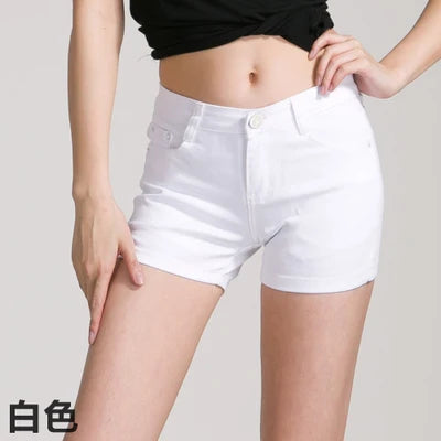 New Summer Womens Casual Jeans Shorts Ladies Solid White Black Denim Shorts Female Slim Leisure Denim Shorts Feminino