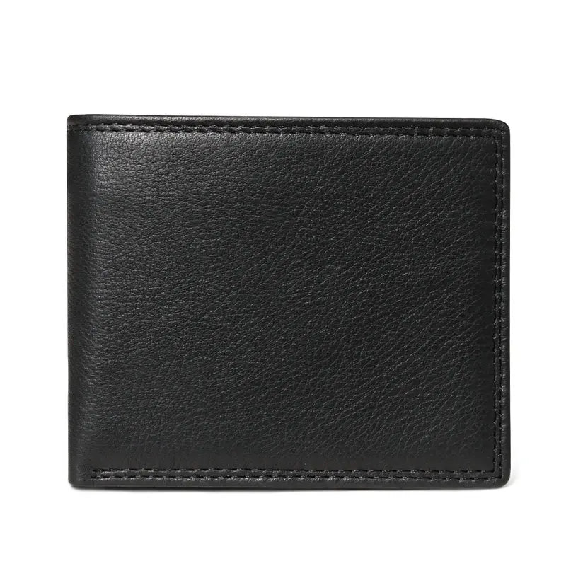 GENODERN Cow Leather Men Wallets with Coin Pocket Vintage Male Purse RFID Blocking Genuine Leather Men Wallet with Card Holders