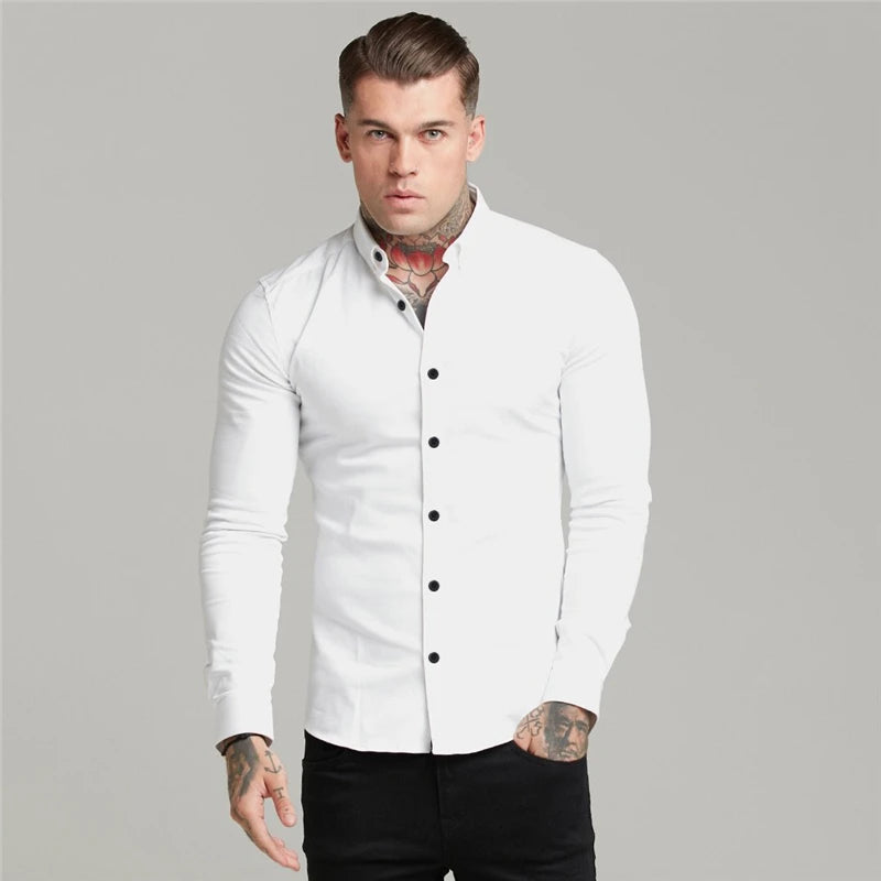 Shirt Men's Summer Thin Section Non-iron Modal Shirt Men's Black Long-sleeved Business Career Trend 6 Colors