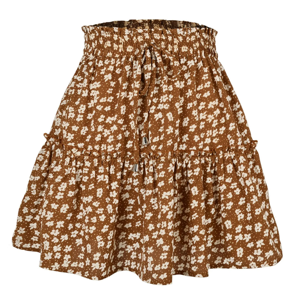 2023 Hot Sexy Ins Women's High Waist Fashion Printed Skirt Bohemian Style Small Floral A-line Female Mini Skirts Womens
