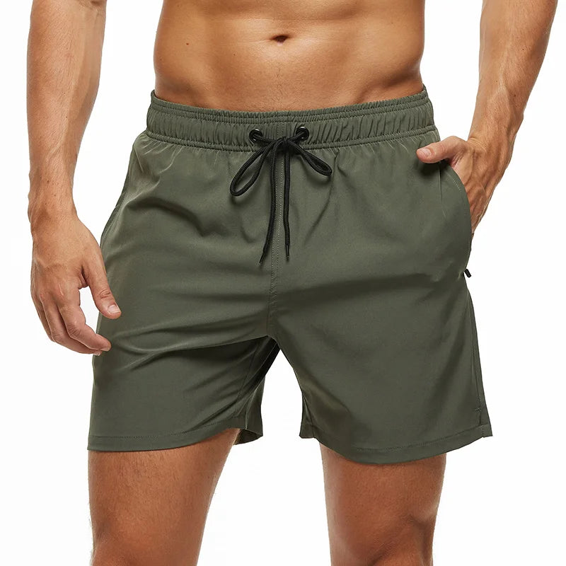 Escatch Brand 2024 Men's Stretch Swim Trunks Quick Dry Beach Shorts With Zipper Pockets and Mesh Lining