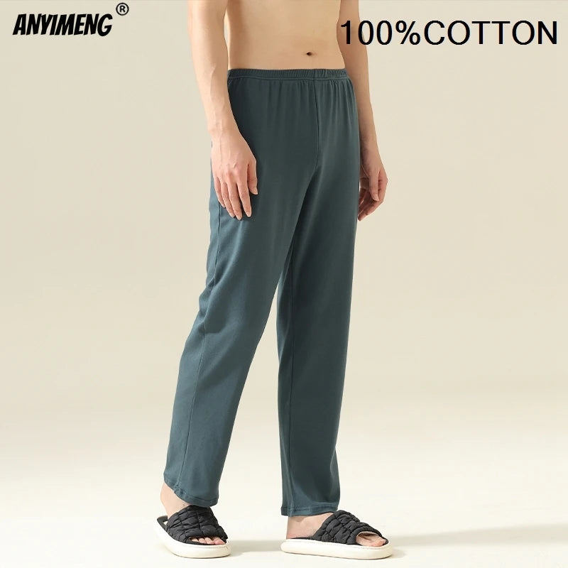 100% Cotton Mens Bottoms Autumn Spring Male Full Pants High Quality Plaid Pj Pants for Boy Sleeping Long Lingerie Man Sleepwear