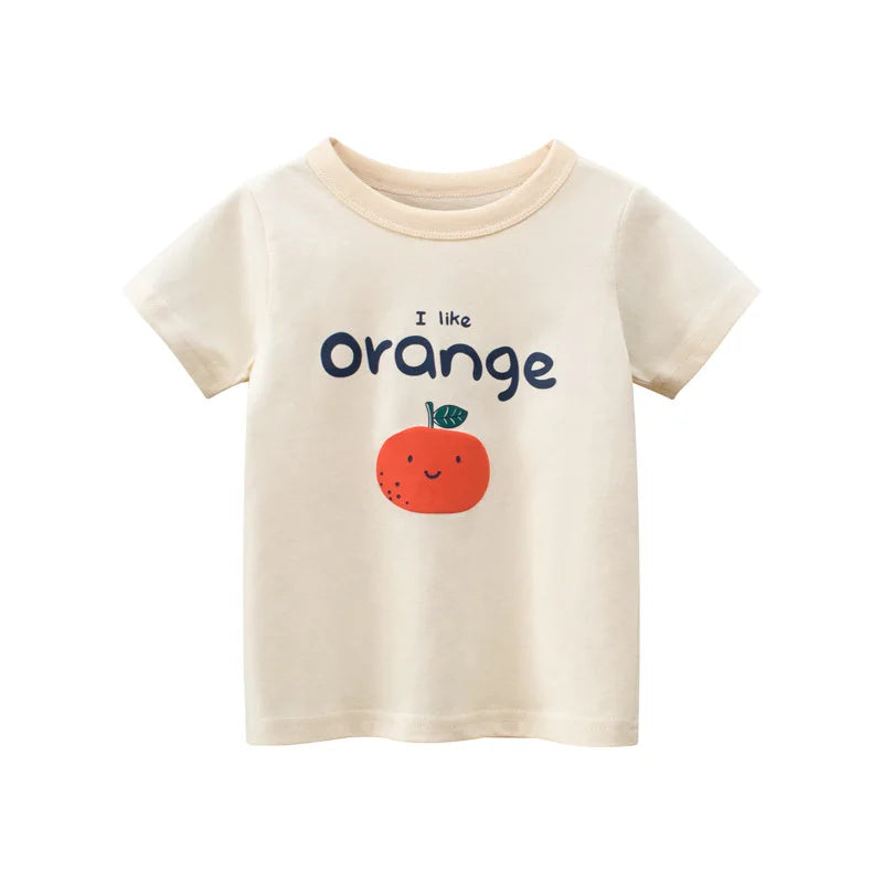2024 Summer 2-8 Years Kids Girl Shorts Sleeve T-shirts Printed Little Girl Top Baby Girl T Shirts Children Toddler Girl Clothes