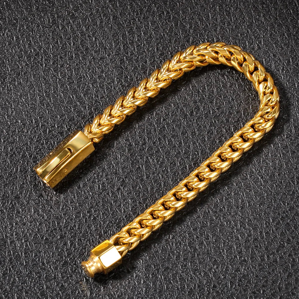 24K Gold Men's Curb-Link Bracelet