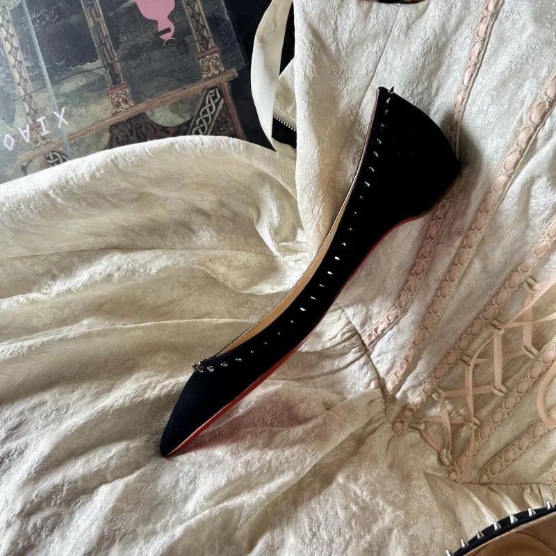 Genuine Leather Women's Flat Shoes 2024 Trend All Sheepskin Pointed Inside Increase The Height Red  Flat Sole Single Shoe Girl