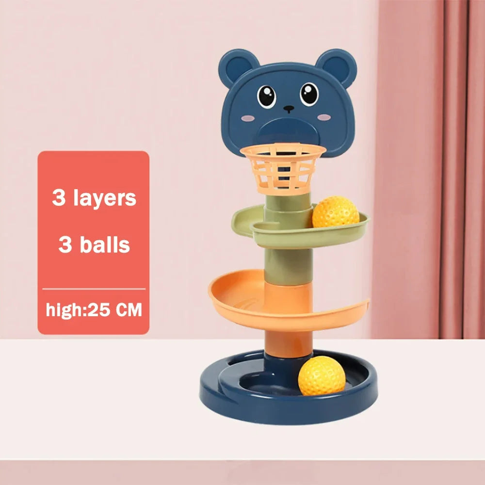 Baby Toys Rolling Ball Pile Tower Early Educational Toy for Kids Rotating Track Educational Baby Gift Stacking Toy for Children