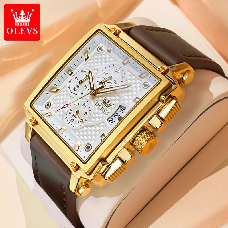 OLEVS Square Chronograph Watch with Date