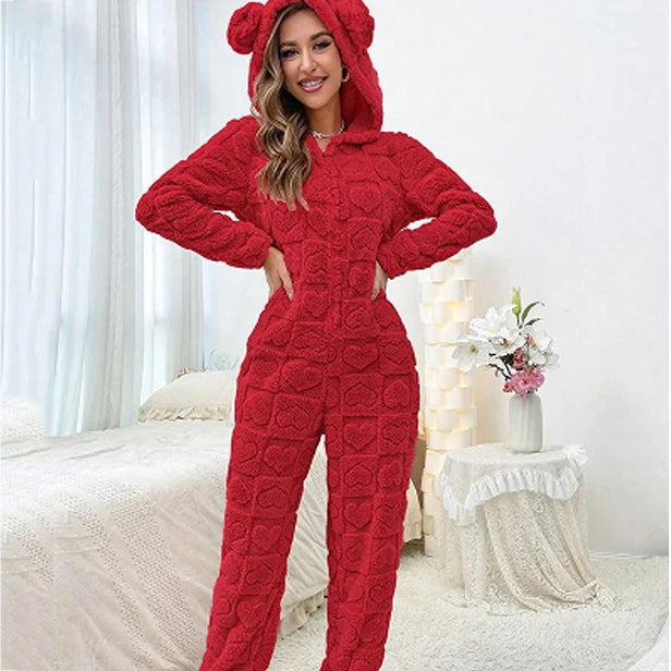 Plush Coral Fleece Cartoon Onesie Pyjamas