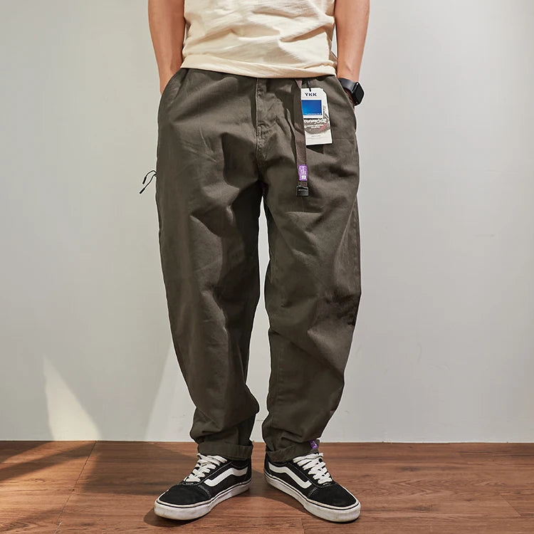 Baggy tapered casual pants cotton autumn and winter weight trousers men's overalls