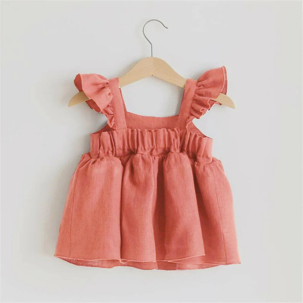 Baby Dresses Linen Cotton Summer Girls Clothes Princess Dress 1st Birthday Party For 0-3Years Girl Infant Toddler Girls Clothing