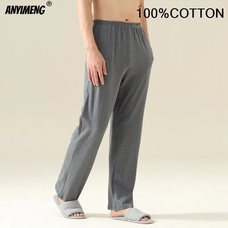 100% Cotton Mens Bottoms Autumn Spring Male Full Pants High Quality Plaid Pj Pants for Boy Sleeping Long Lingerie Man Sleepwear