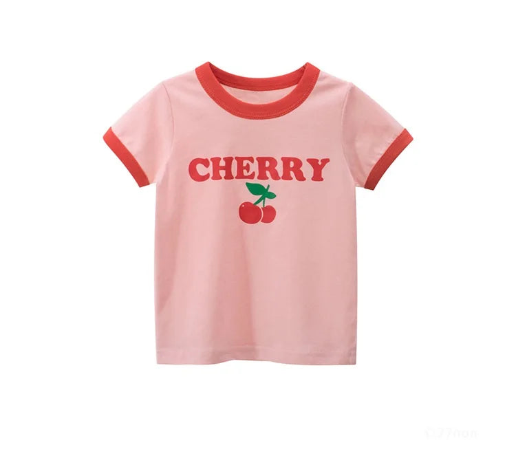 2024 Summer 2-8 Years Kids Girl Shorts Sleeve T-shirts Printed Little Girl Top Baby Girl T Shirts Children Toddler Girl Clothes