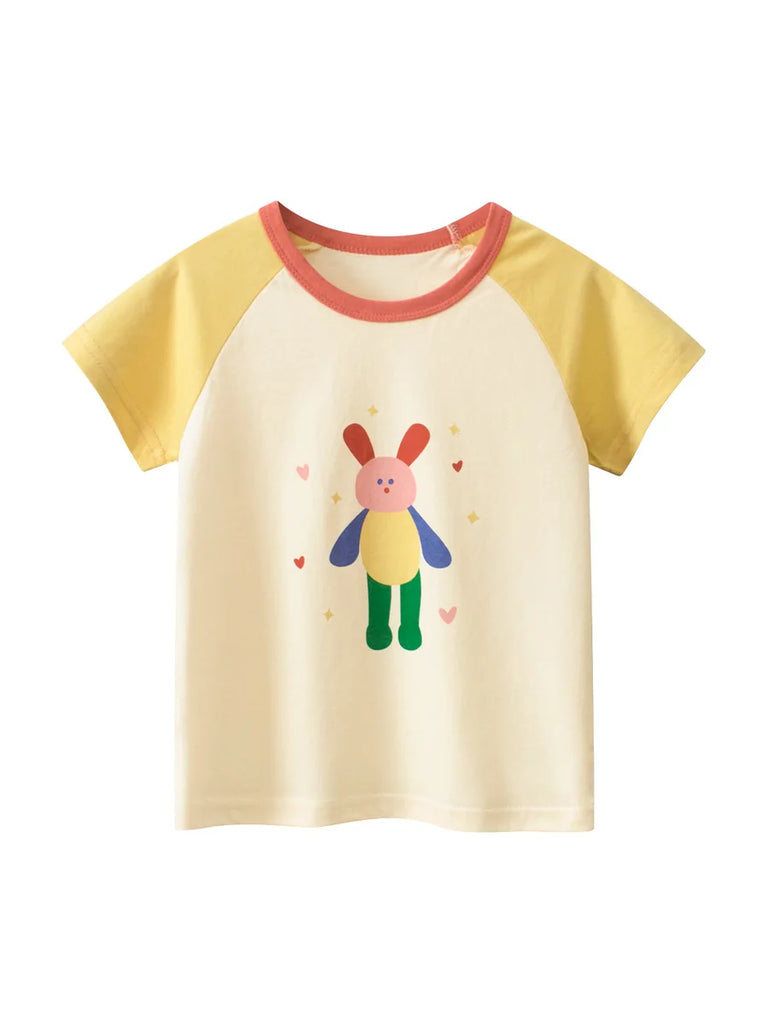 2024 Summer 2-8 Years Kids Girl Shorts Sleeve T-shirts Printed Little Girl Top Baby Girl T Shirts Children Toddler Girl Clothes