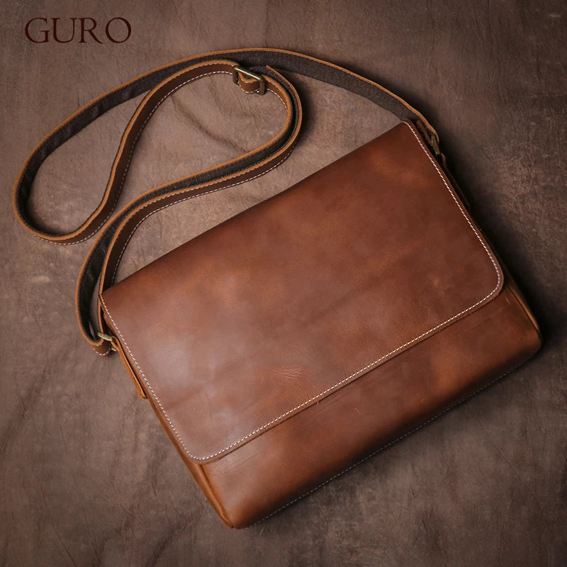 GURO Crazy Horse Leather Messenger Bag