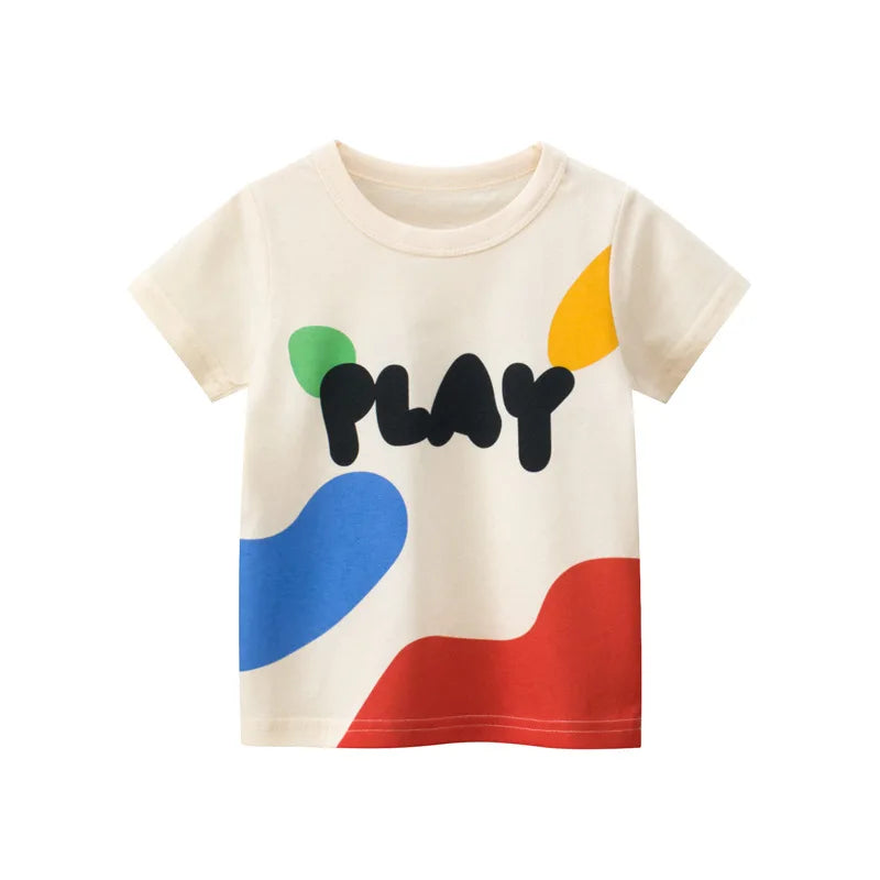 2024 Summer 2-8 Years Kids Girl Shorts Sleeve T-shirts Printed Little Girl Top Baby Girl T Shirts Children Toddler Girl Clothes