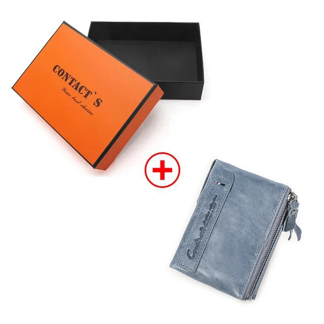 Fashion Genuine Leather Women Wallet Bi-fold Wallets Red ID Card Holder Coin Purse With Double Zipper Small Women's Purse 2022