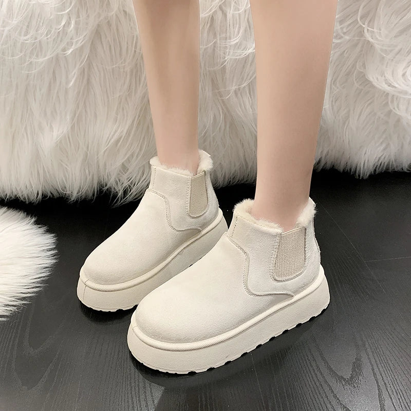 New Women's Boots High-top Snow Boots Thickened Plush Warm Simple And Versatile Comfortable Outdoor Non-Slip Cotton Shoes