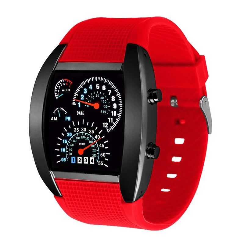 Racing dashboard electronic watch fashion sports aviation LED electronic watch men and women students personalised watch