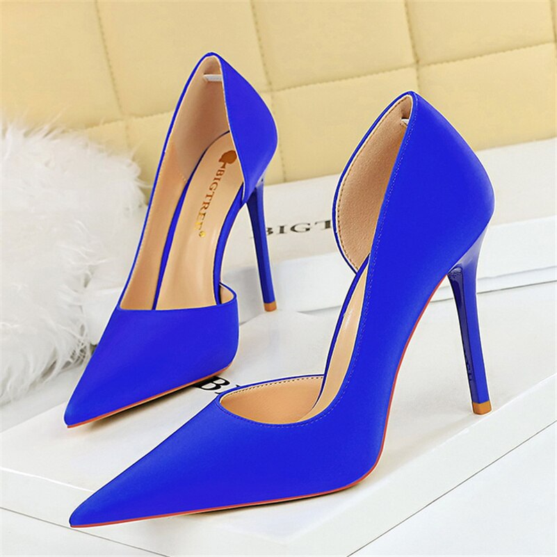 10 Colors Women 10.5cm High Heels Blue Pumps Lady Wedding Evening Party Purple Peach Heels Silk Satin Nightclub Prom Dress Shoes