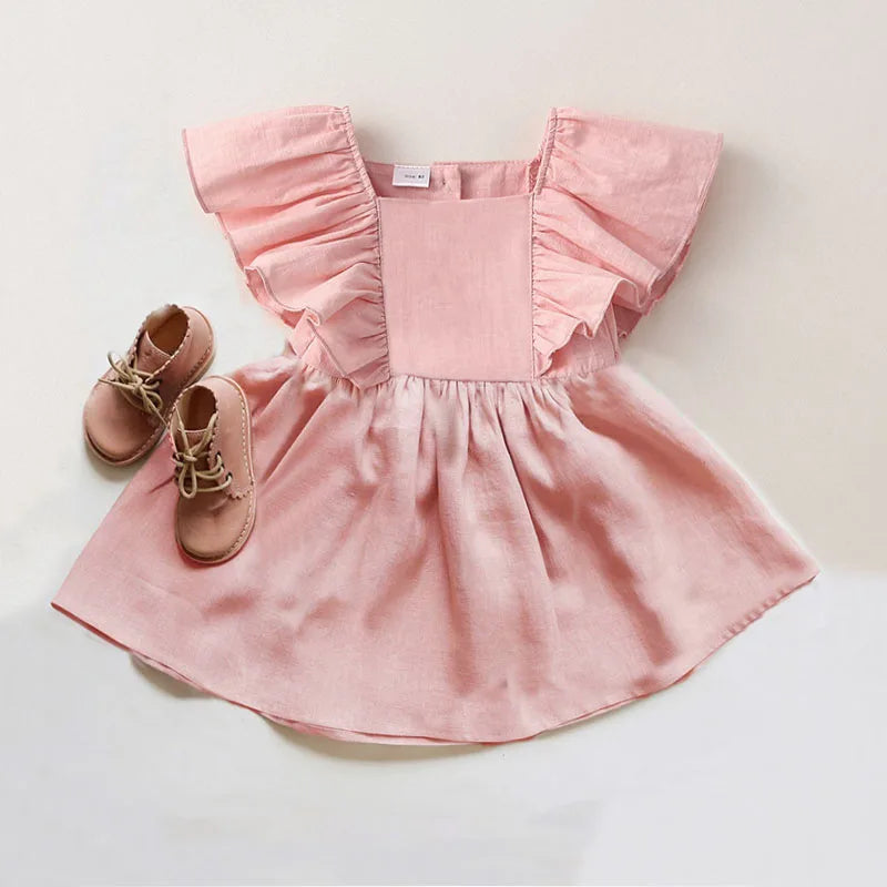 Baby Dresses Linen Cotton Summer Girls Clothes Princess Dress 1st Birthday Party For 0-3Years Girl Infant Toddler Girls Clothing