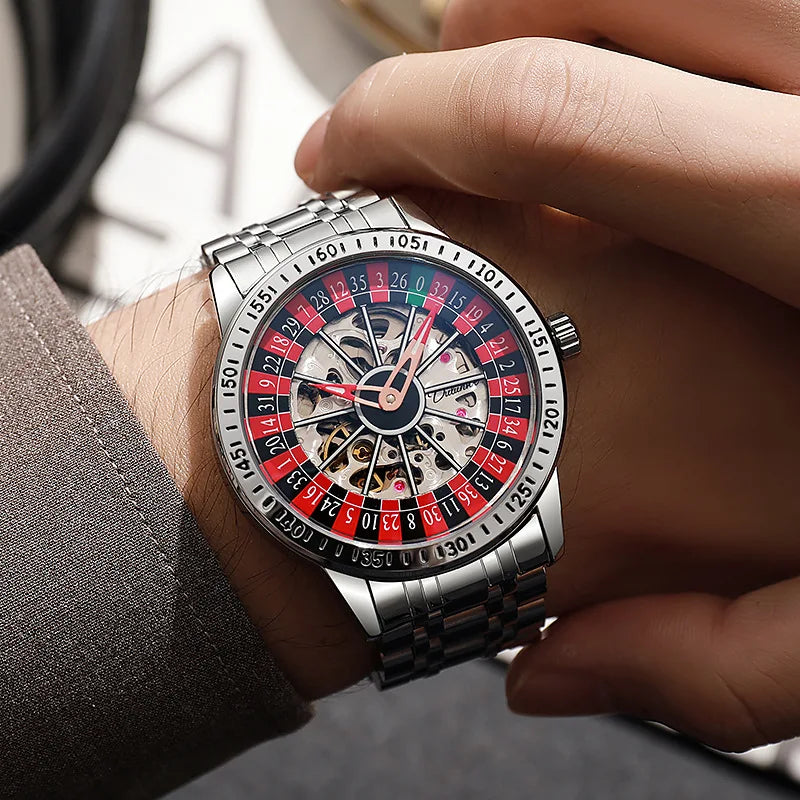Men's Automatic Watch with Rotating Roulette Dial