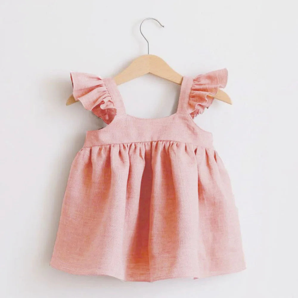 Baby Dresses Linen Cotton Summer Girls Clothes Princess Dress 1st Birthday Party For 0-3Years Girl Infant Toddler Girls Clothing