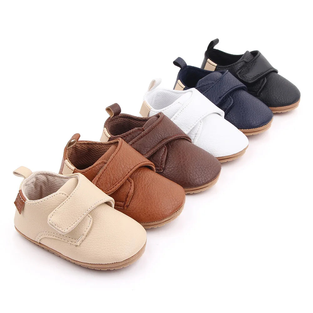Meckior Newborn Baby Shoes Baby Boy Girl Shoes Classic Leather Rubber Sole Anti-slip Toddler First Walkers Infant Girl Shoes
