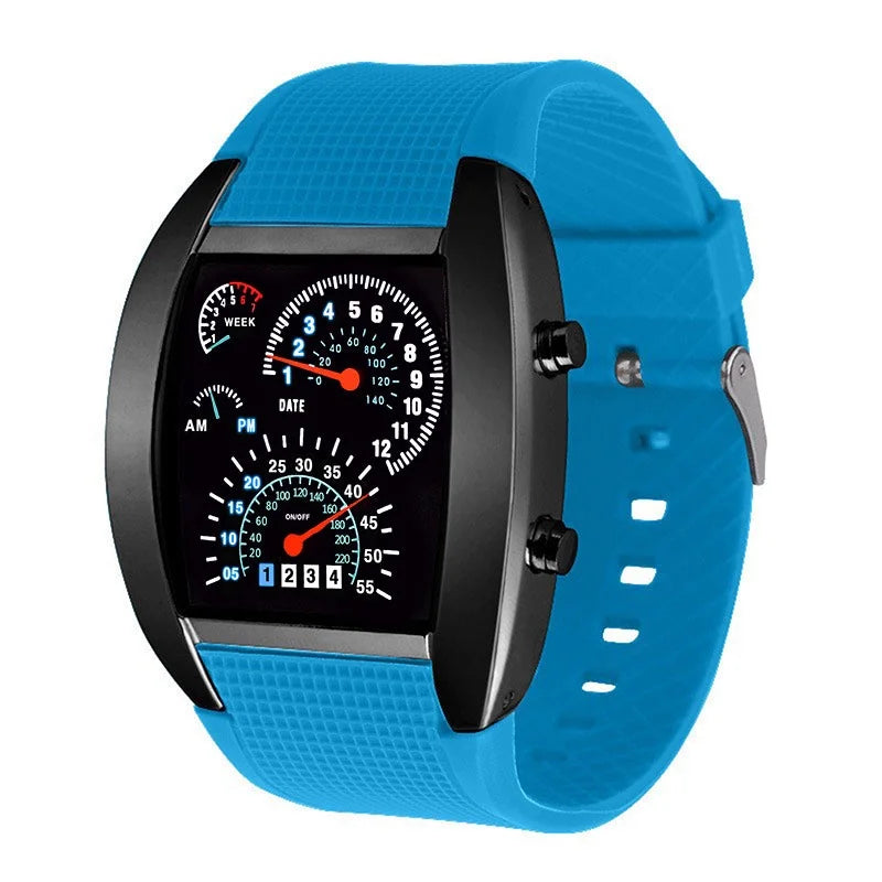 Racing dashboard electronic watch fashion sports aviation LED electronic watch men and women students personalised watch