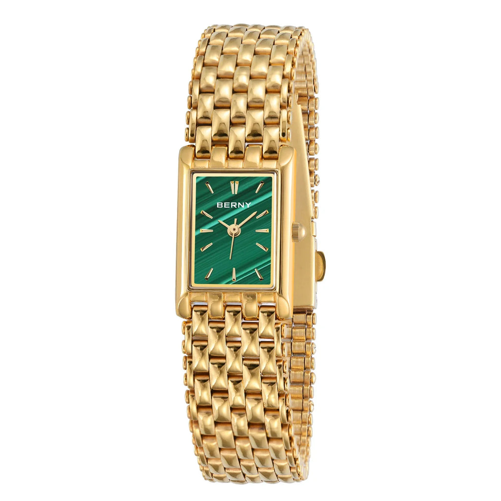 BERNY Women's Square Gold Quartz Watch, Stainless Steel