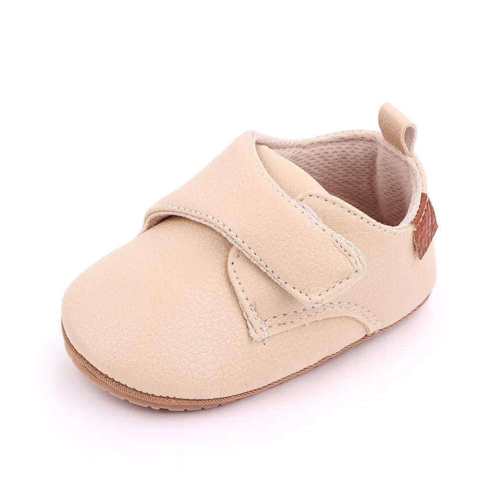 Meckior Newborn Baby Shoes Baby Boy Girl Shoes Classic Leather Rubber Sole Anti-slip Toddler First Walkers Infant Girl Shoes