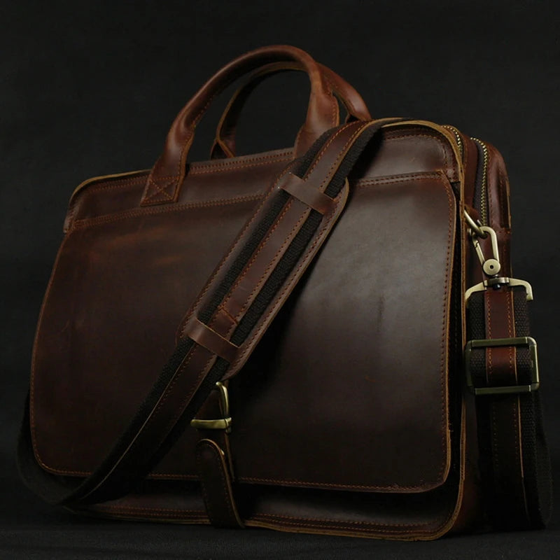 Genuine Leather Business Briefcase & Laptop Bag