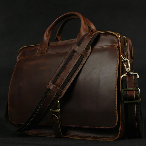 Genuine Leather Business Briefcase and Laptop Bag