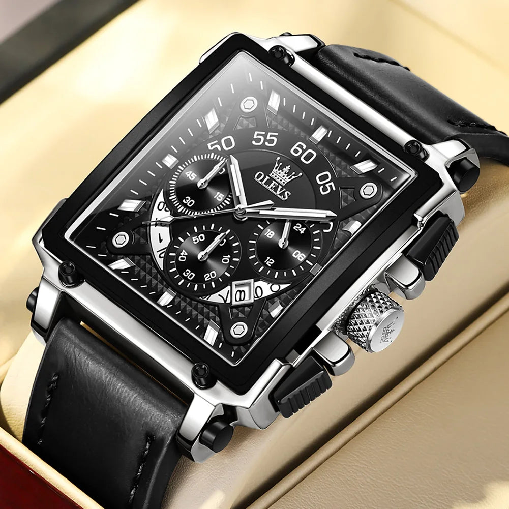 OLEVS Luminous Square Quartz Watch for Men