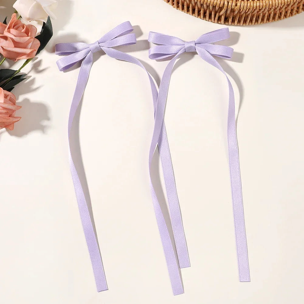 2pcs Ins Style Ribbon Bow Headband Long Tassel Hair Clip Women's Hair Accessories Girls Christmas Party  kids accessories