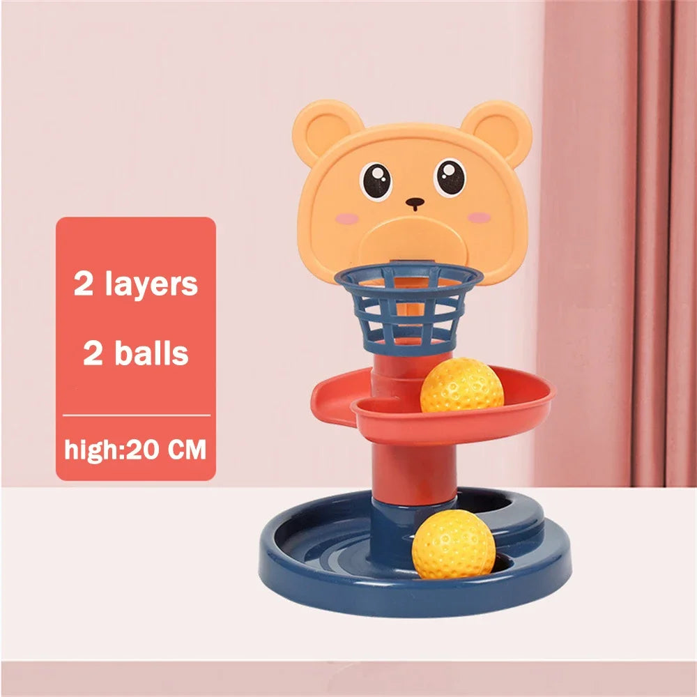 Baby Toys Rolling Ball Pile Tower Early Educational Toy for Kids Rotating Track Educational Baby Gift Stacking Toy for Children