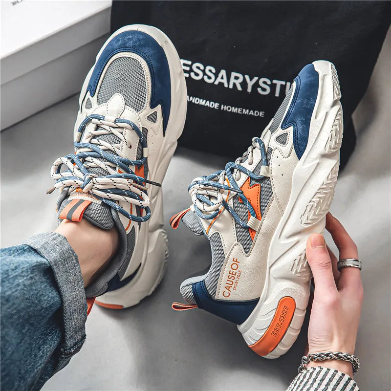 Fashion Men Sneakers Breathable Chunky Sneakers Men Casual Shoes Height Increasing Dad Shoes Thick Sole Male Trendy