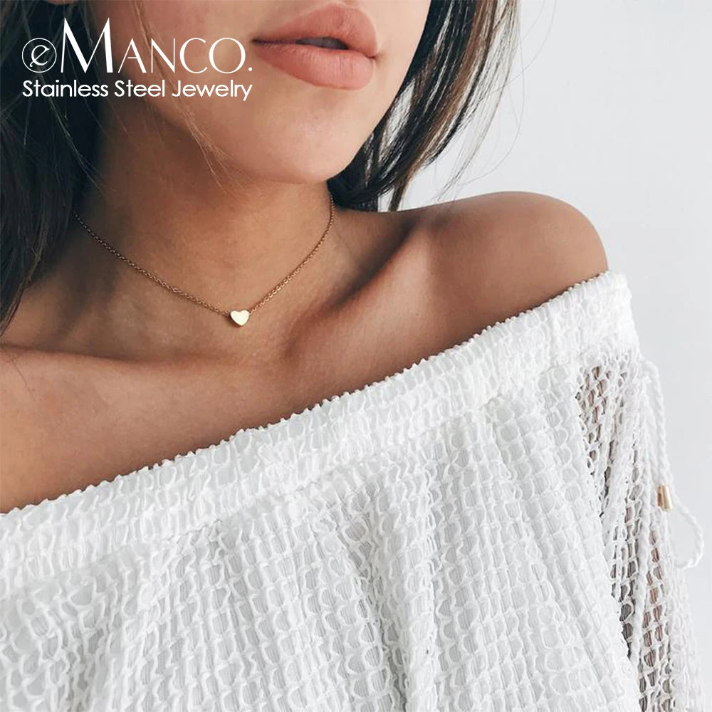 Tiny Heart Choker Necklace for Women Gold Color Chain Smalll  Necklace Pendant on neck Bohemian Chocker Necklace Jewelry