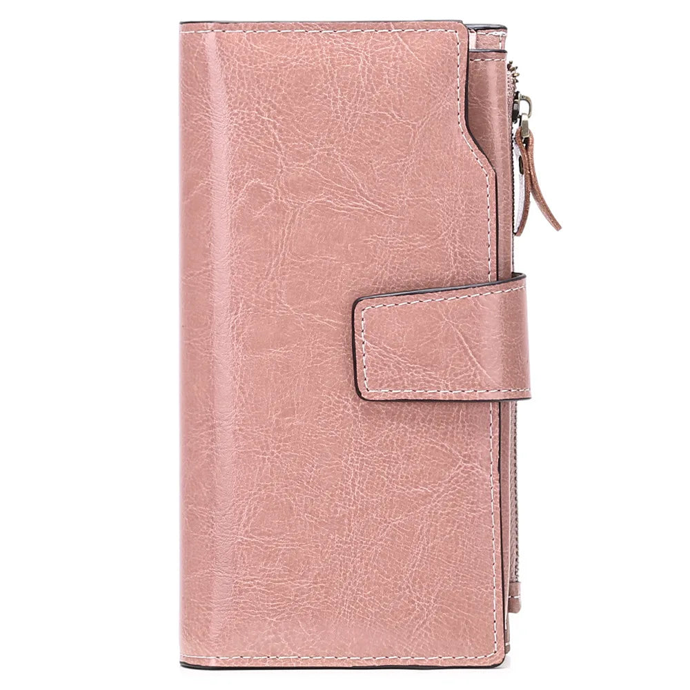 2024 New Rfid Long Women Wallets Clutch Zipper Coin Pocket Female Print Wallet Quality Card Holder Genuine Leather Women Purse