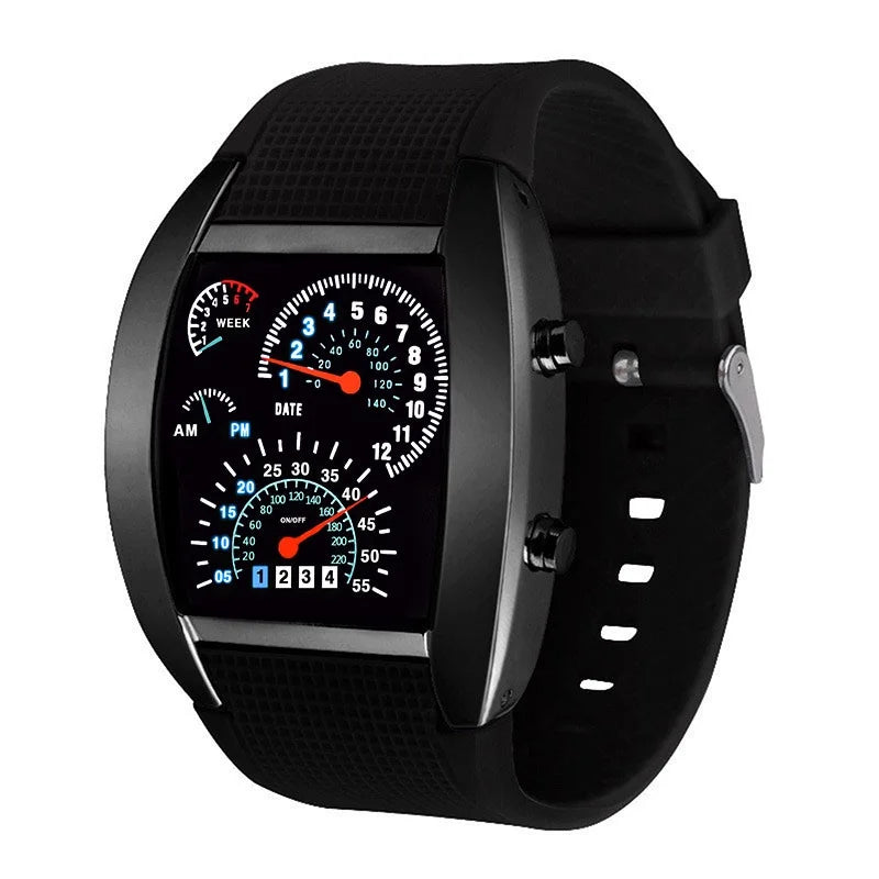 Racing dashboard electronic watch fashion sports aviation LED electronic watch men and women students personalised watch